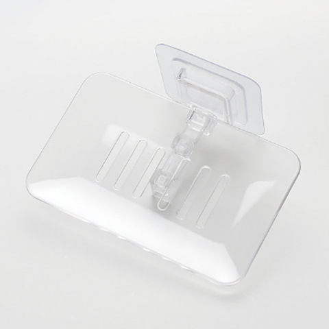 Transparent Drain Soap Holder Punch Free Paste Wall-Mounted Soap Holder Bathroom Plastic Soap Holder Soap Dish
