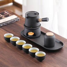日式侧把煮茶壶茶具泡茶壶家用温茶蜡烛加热黑茶煮茶器煮茶炉套装