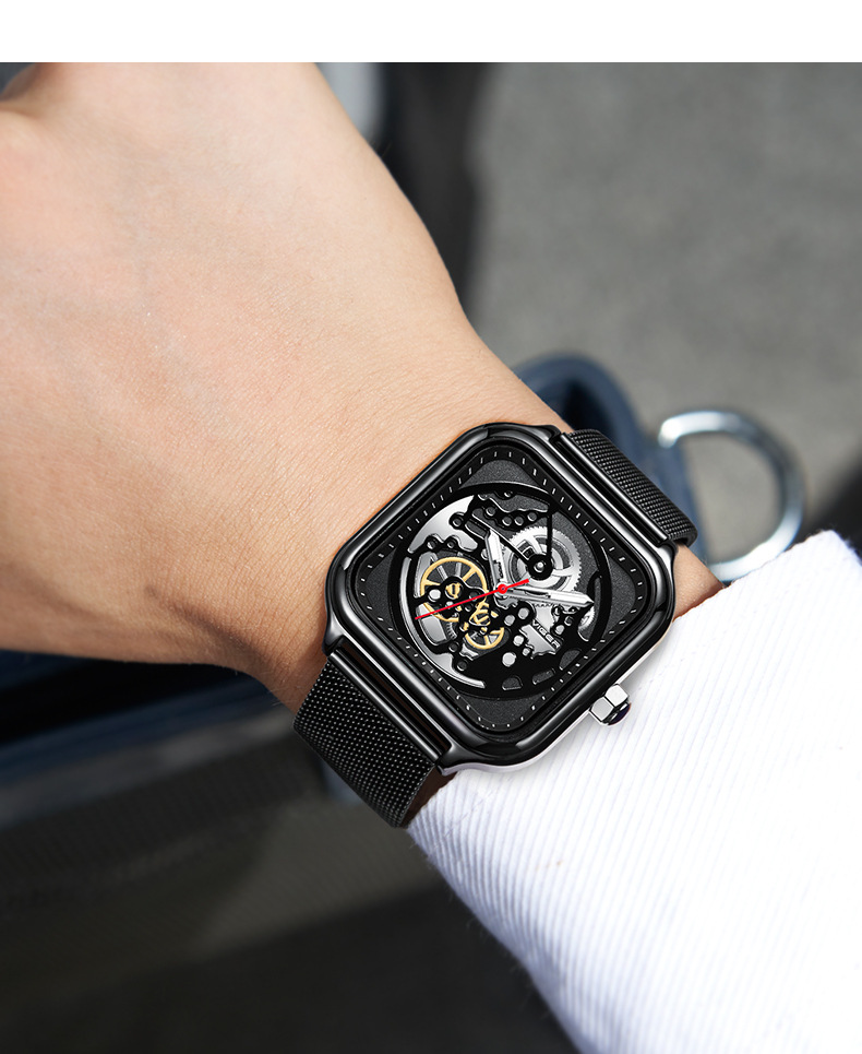 瓦格新品商务男士手表夜光石英腕表时尚镂空表盘男表外贸欧代ce