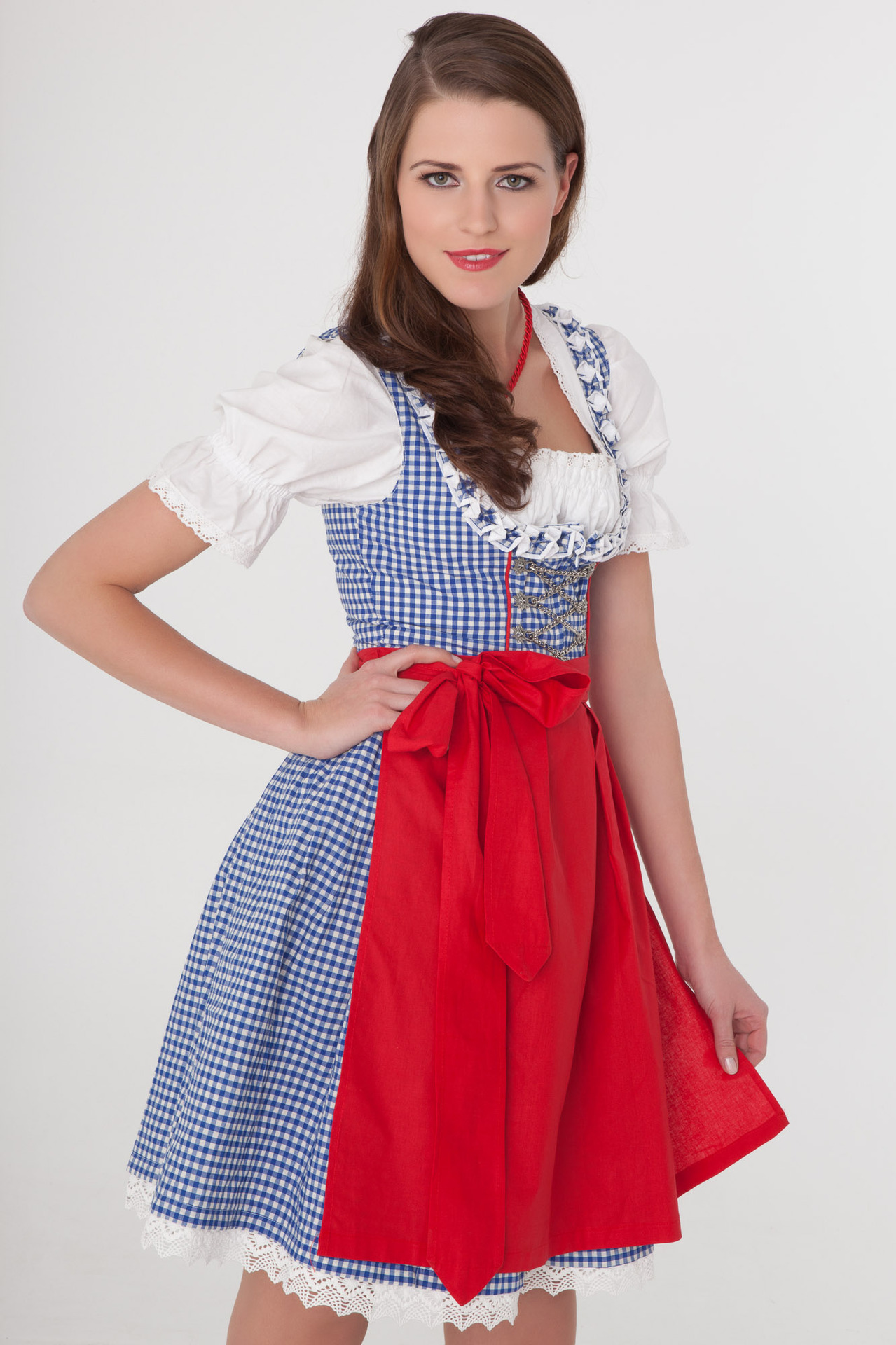 啤酒节巴伐利亚啤酒节服装节日派对女装格子dirndl连衣裙女仆服装