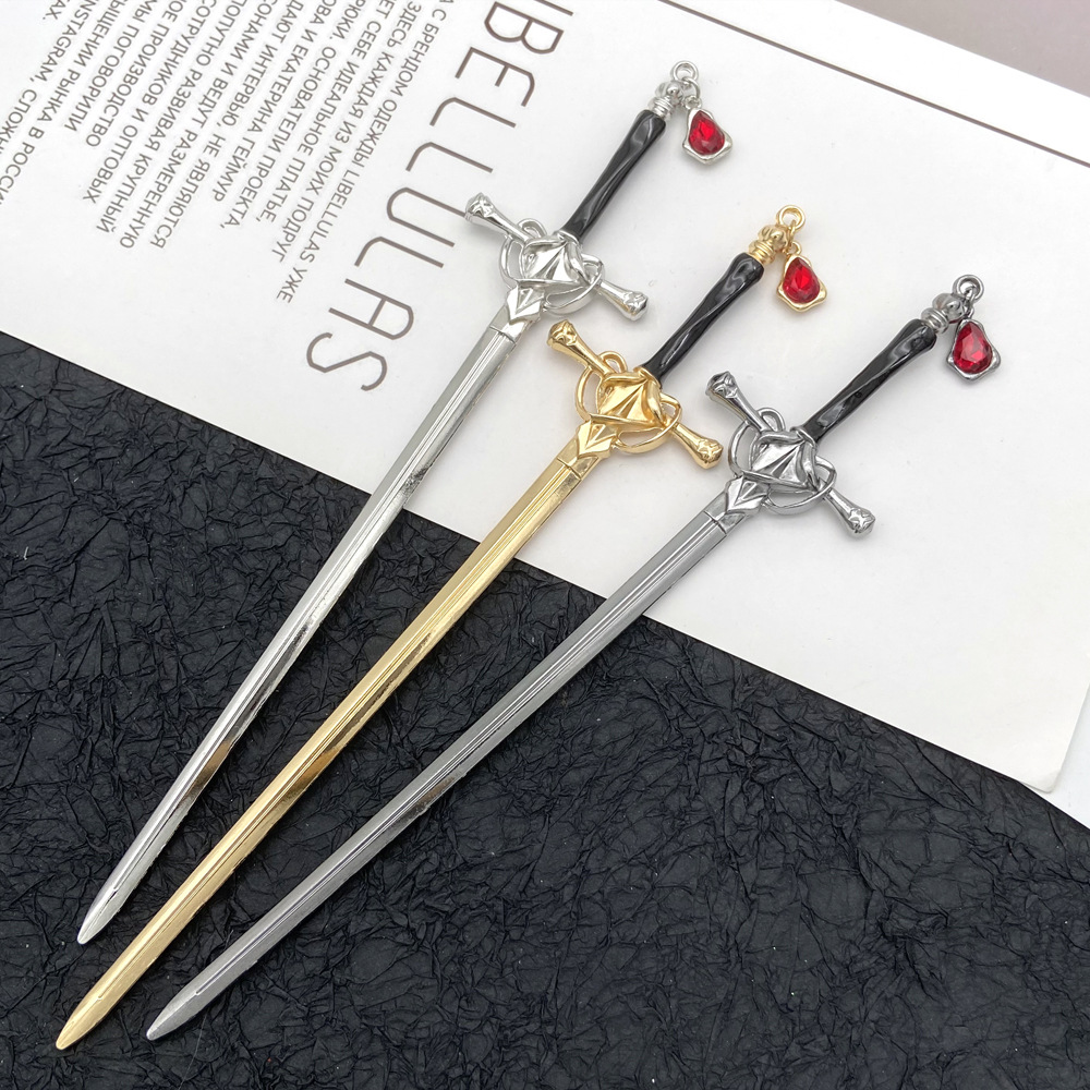 New Chinese Ancient Style Ancient Sword Hairpin Online Influencer Refined Hanfu Updo Pin Simple Modern Hair Clip Headdress Women