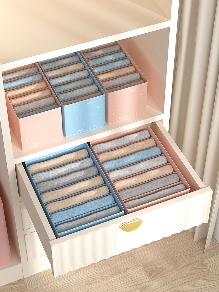 Pants Clothes Storage Box Compartment Drawer Clothes Separated Household Pp Plate Washable Wardrobe Jeans Storage Box