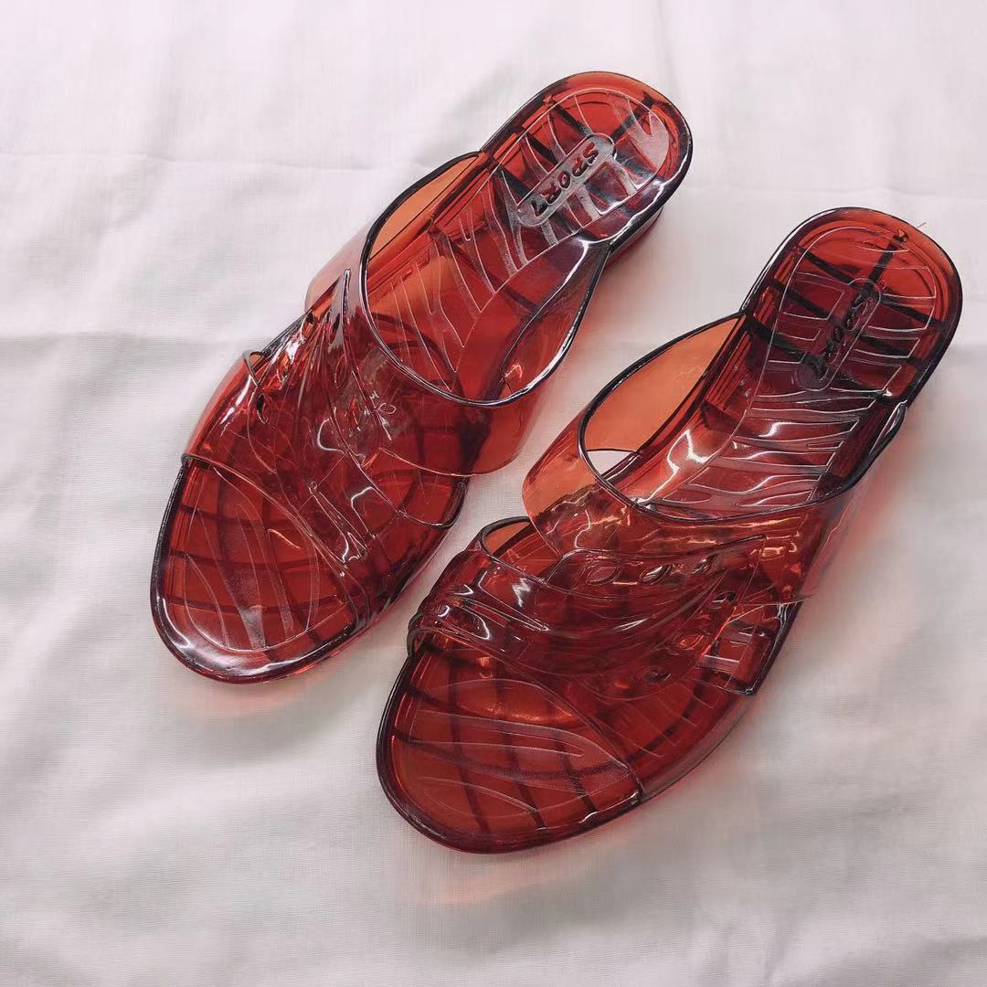 pvc水晶新款中跟拖鞋 中老年妈妈夏季拖鞋