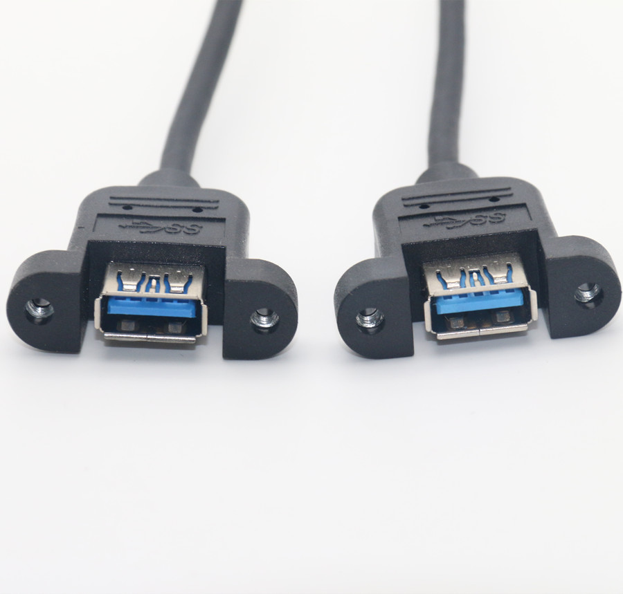 usb3.0母对母延长线带螺丝孔数据线 带耳朵可固定usb3.0延长线