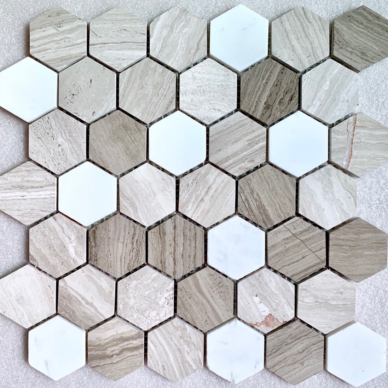 大理石六角砖马赛克拼图瓷砖石材木纹石洞石 卫生间防滑地砖花砖