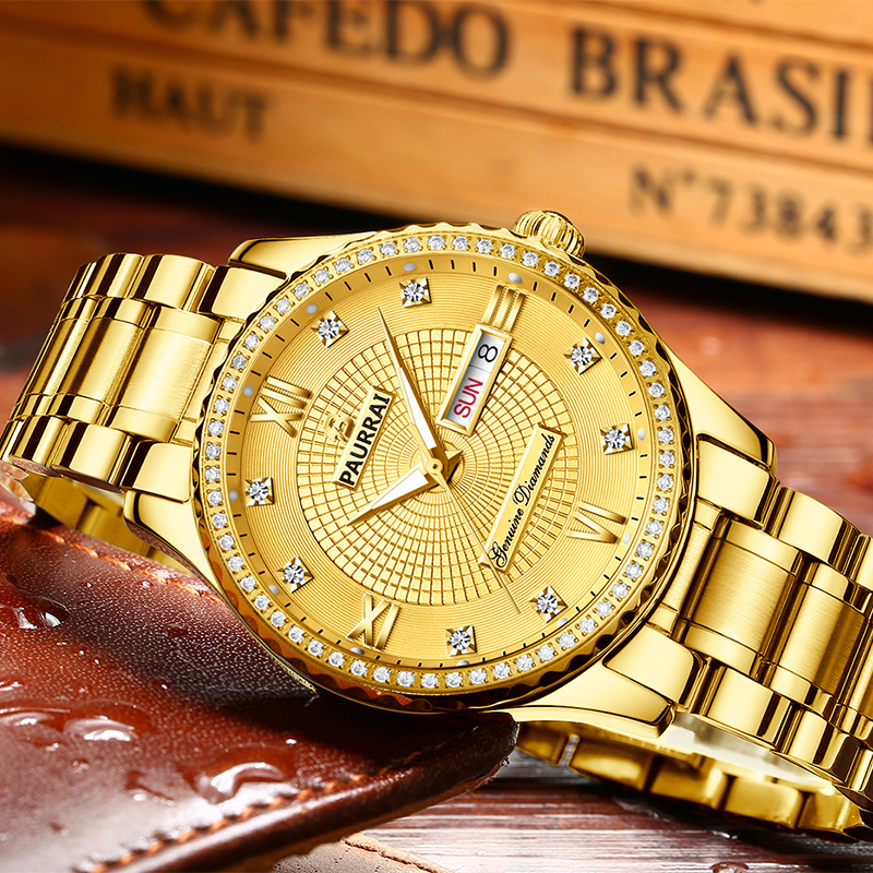 正品保罗莱男士手表全自动机械表夜光防水商务纤薄男表