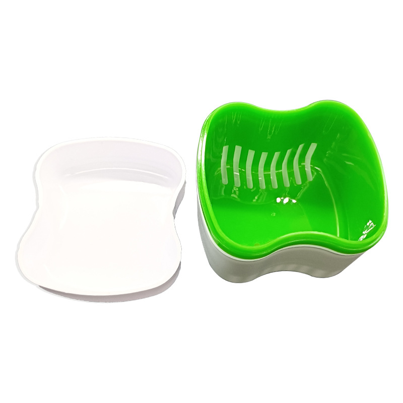 牙科全口假牙盒 欧式储牙盒 双层 (带滤网) 保持器盒 义齿盒便携