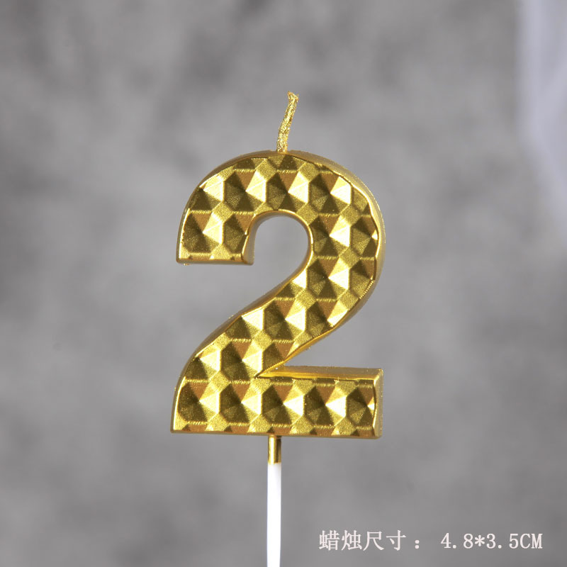 Creative Gold Silver Diamond Surface Digital Candle Birthday Party Cake Decoration Dessert Bar Dress up Topper for Baking