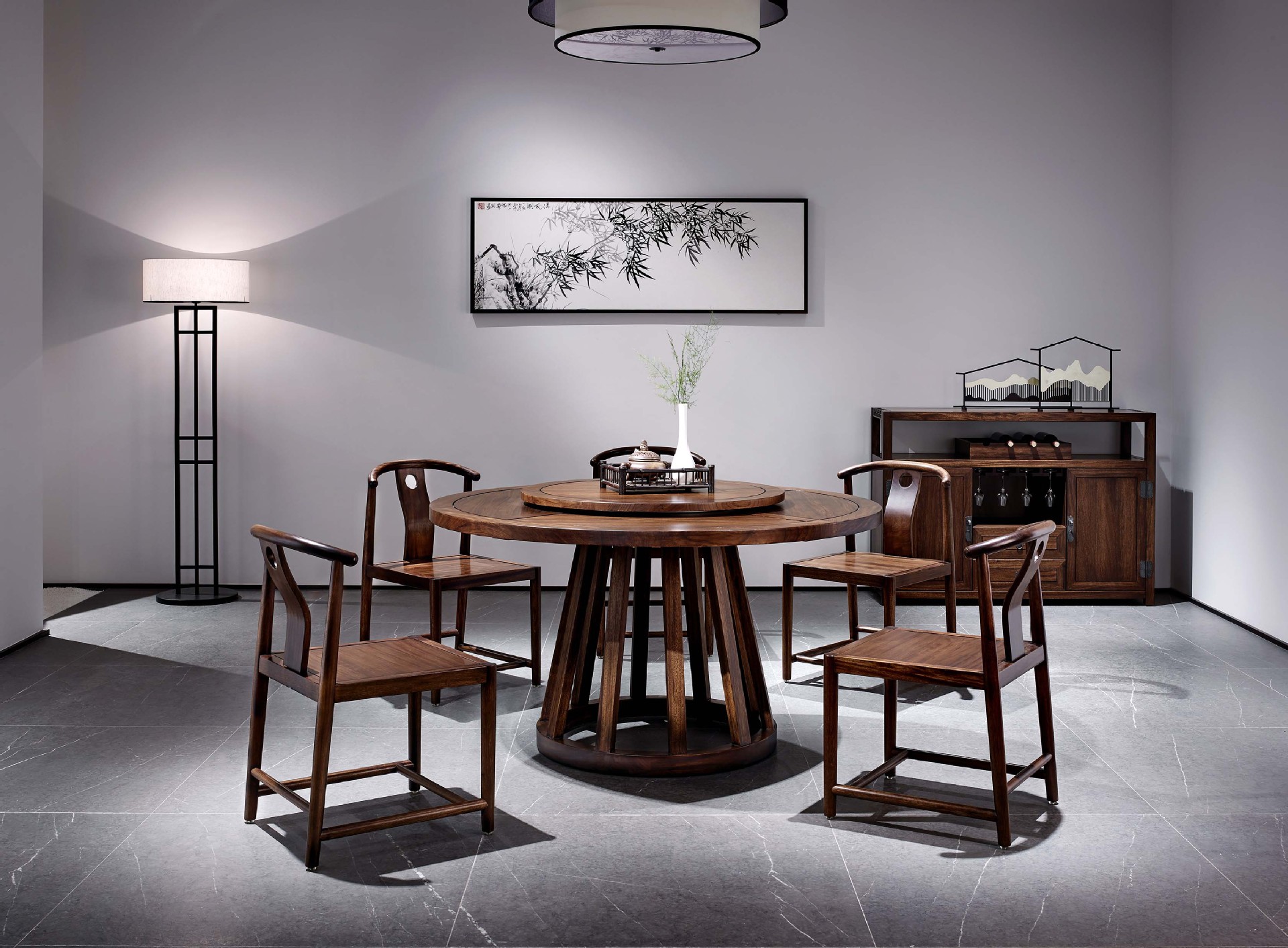 厂家供应新中式文宋系列餐桌 实木餐桌圆桌餐厅家具