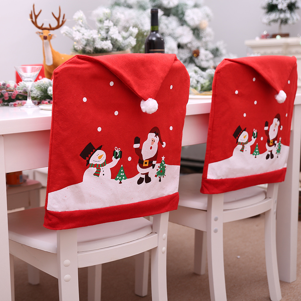 [Elxi] Christmas Decoration Supplies Creative Layout Holiday Party Dining Table and Hair Covers Dining Room Chair Cover