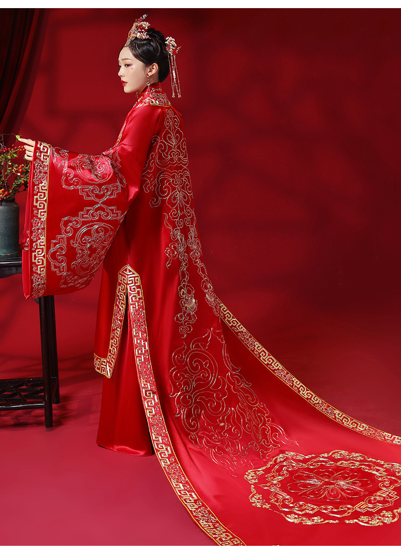 结婚汉服新娘新郎中式婚纱凤冠霞帔男女情侣中国风古风嫁衣秀禾服