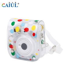 新款适用拍立得mini12/11透明相机包 女生彩色波点数码相机保护包