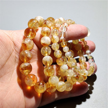 天然巴西原矿黄水晶圆珠手链晶体有点棉男女款财富黄水晶饰品礼物