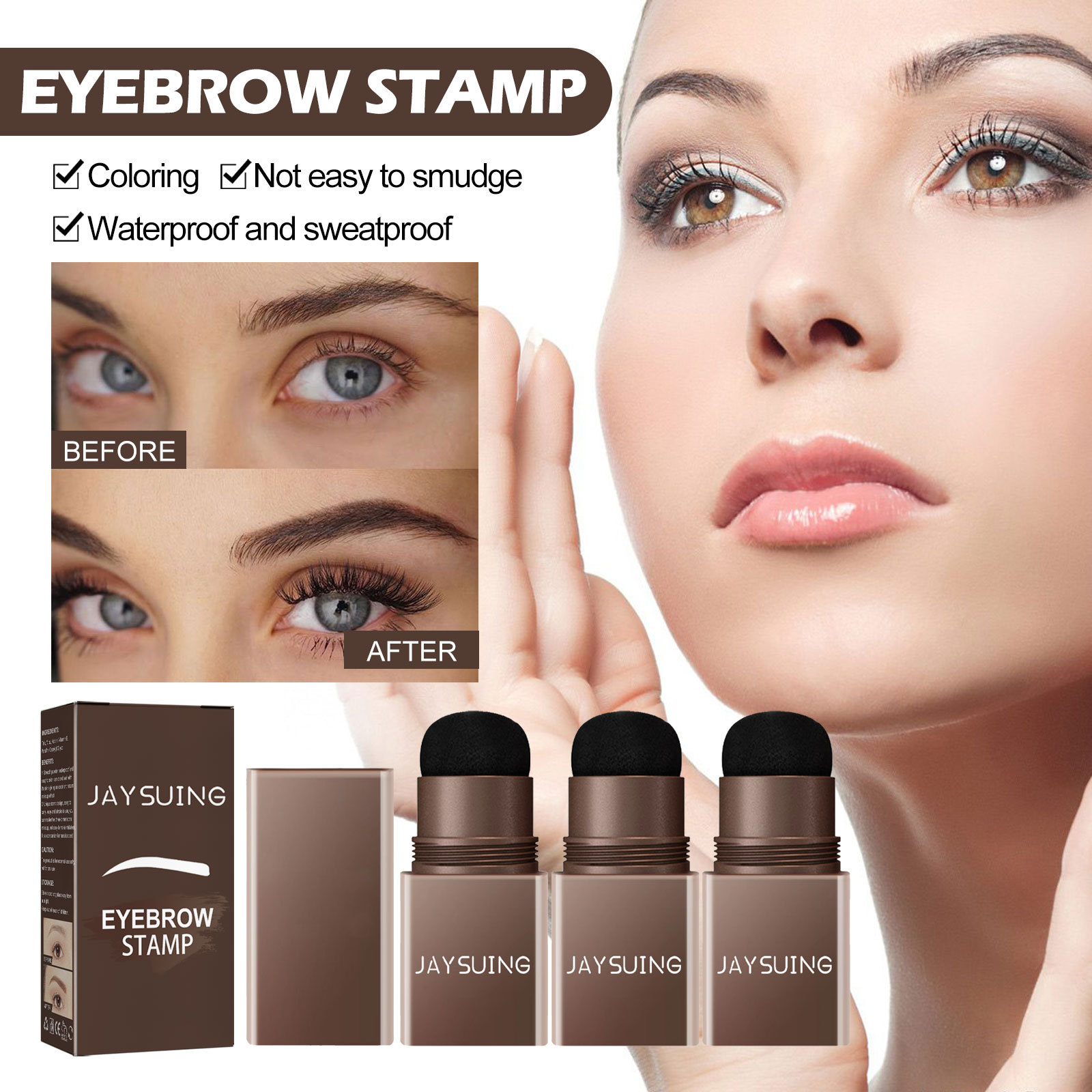 Jaysuing Eyebrow Print Eyebrow Plaster Naturally Waterproof Not Smudge Quick Makeup Three-Dimensional Lazy Eyebrow Print Set