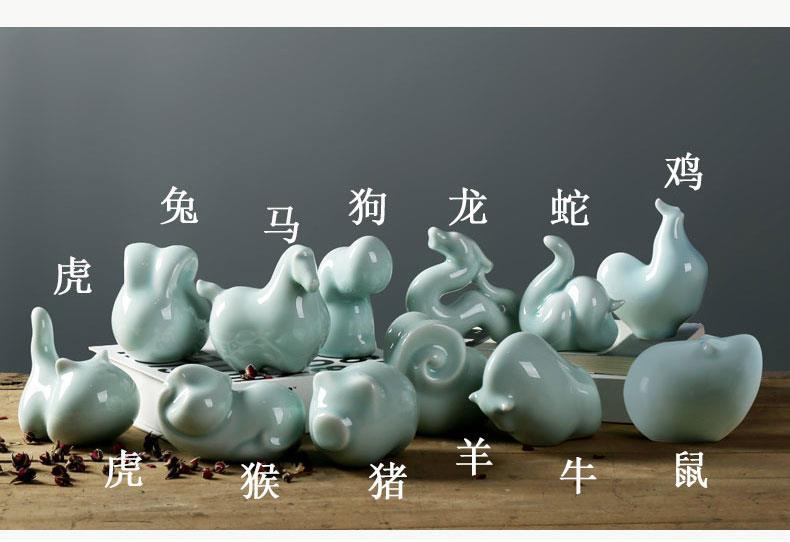 兔子陶瓷十二生肖摆件全套小ins创意装饰可爱办公桌面古典中国风
