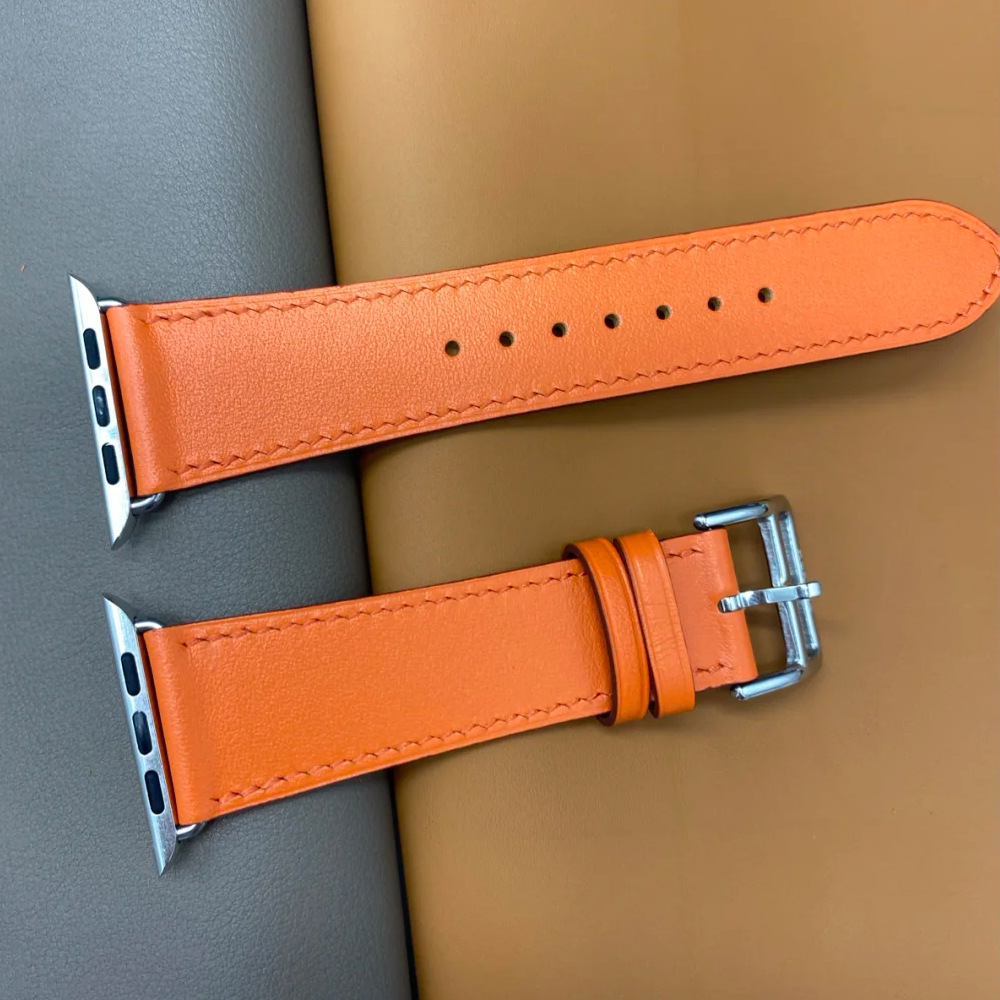 适用爱马仕苹果手表带iwatch7/6/5/se真皮applewatch表带工厂定制