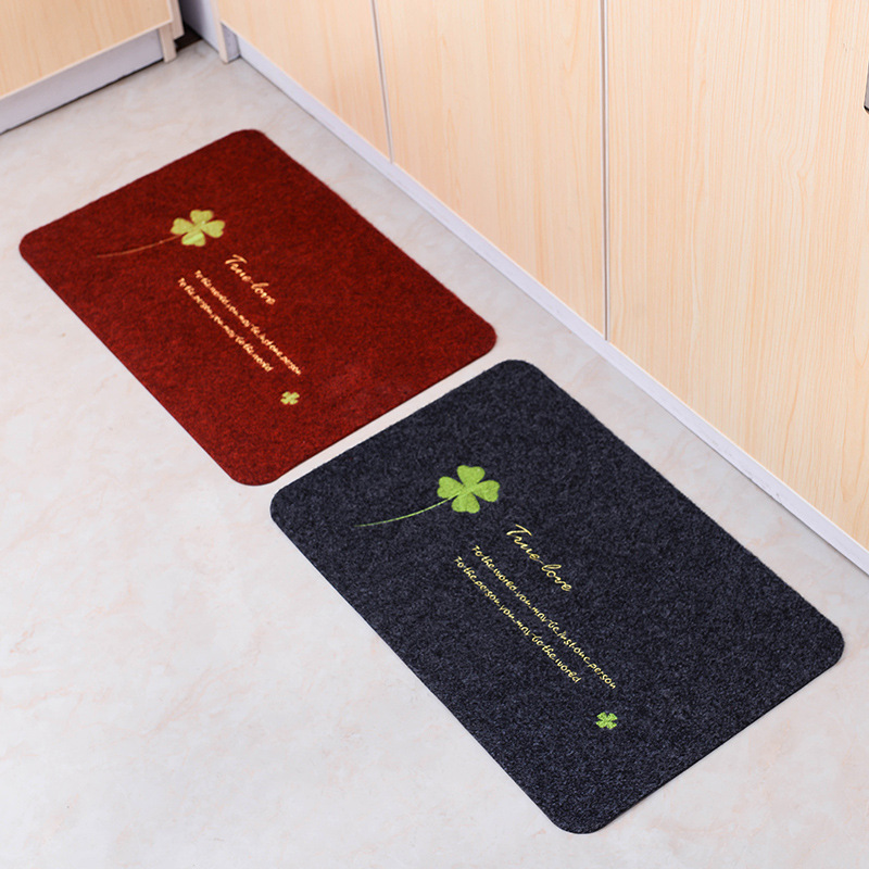 Household Four-Leaf Clover Floor Mat Non-Slip Ash Removing Mat Brushed Foot Mat Bathroom Kitchen Printing Non-Slip Mat Factory Wholesale