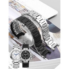 精钢手表带适用咔地亚帕莎PASHA系列WSPA0013 W31077U2凹接口钢带