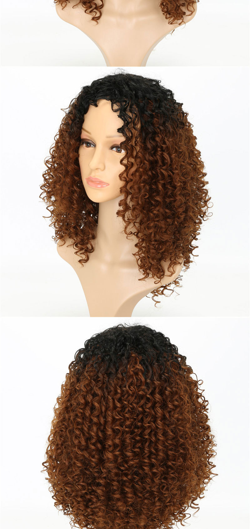 跨境新品 女士假发长发长卷发自然小卷 cos 中长款全头套式