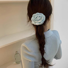 薄荷蓝蕾丝花朵系列发饰女法式高端后脑勺马尾夹头饰前额侧边夹子