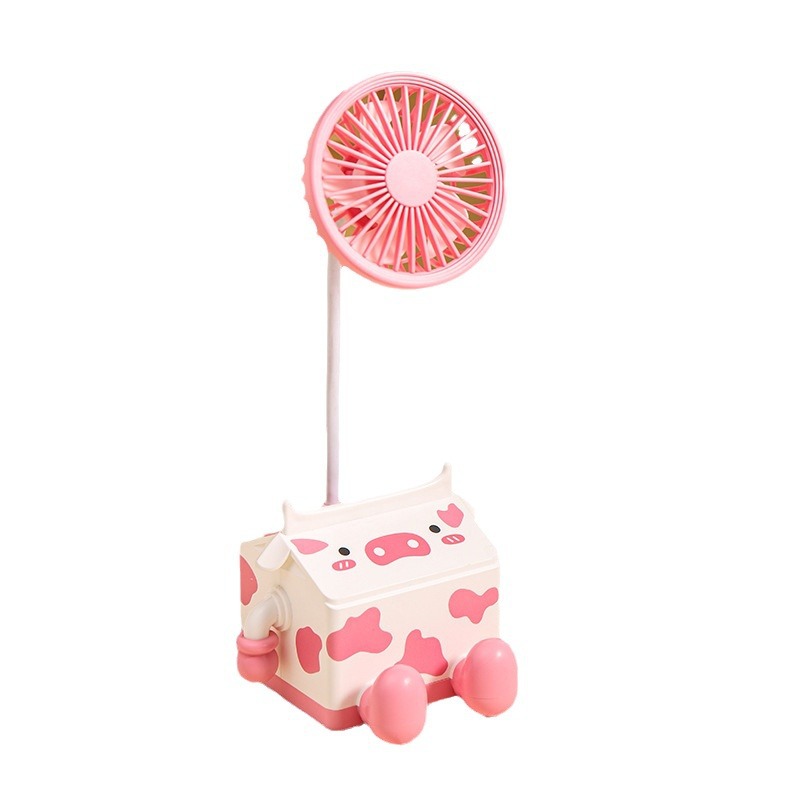 Milk Carton Desktop Mini Little Fan Portable Usb Rechargeable Small Electric Fan Cartoon Cute Ornaments Pen Holder