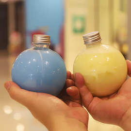 圆球形饮料瓶西瓜瓶球形杯创意新款奶茶水果杯圣诞彩球瓶厂家销售