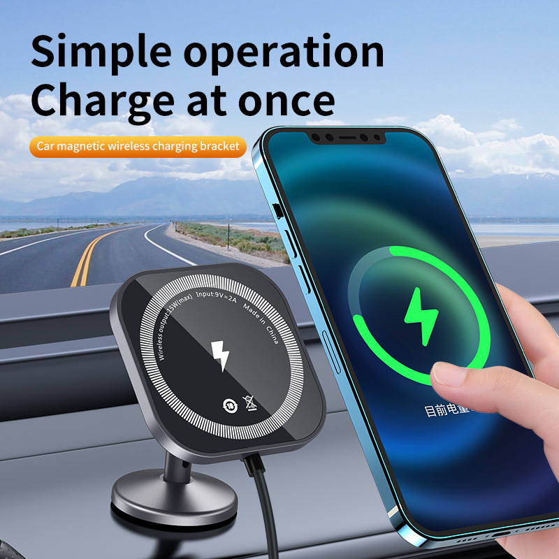 Cross-Border MagSafe Magnetic Suction Wireless Charger Car Phone Holder 360 ° Car Bracket for Apple/12/13