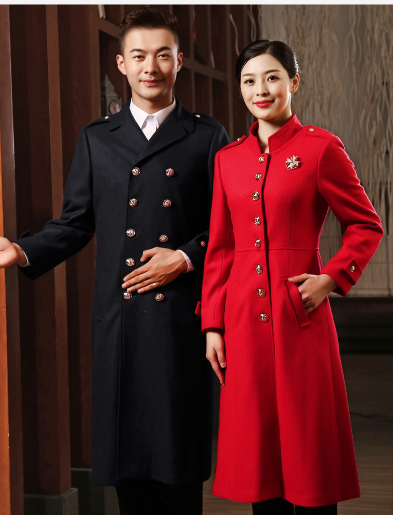 店工作服秋冬装迎宾大衣冬装呢子女门童迎宾咨客礼仪服空姐制服
