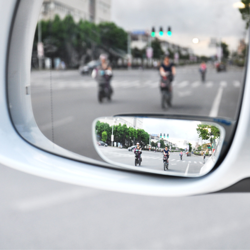 Auto Rearview Mirror Hd Frameless Adjustable Strip-Style Small round Mirror Blind Spot Mirror Rearview Mirror Blue Filter