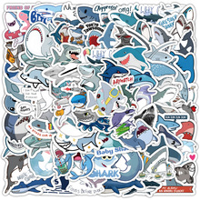 100张小鲨鱼卡通涂鸦贴纸海洋生物跨境装饰水杯吉他汽车贴画批发