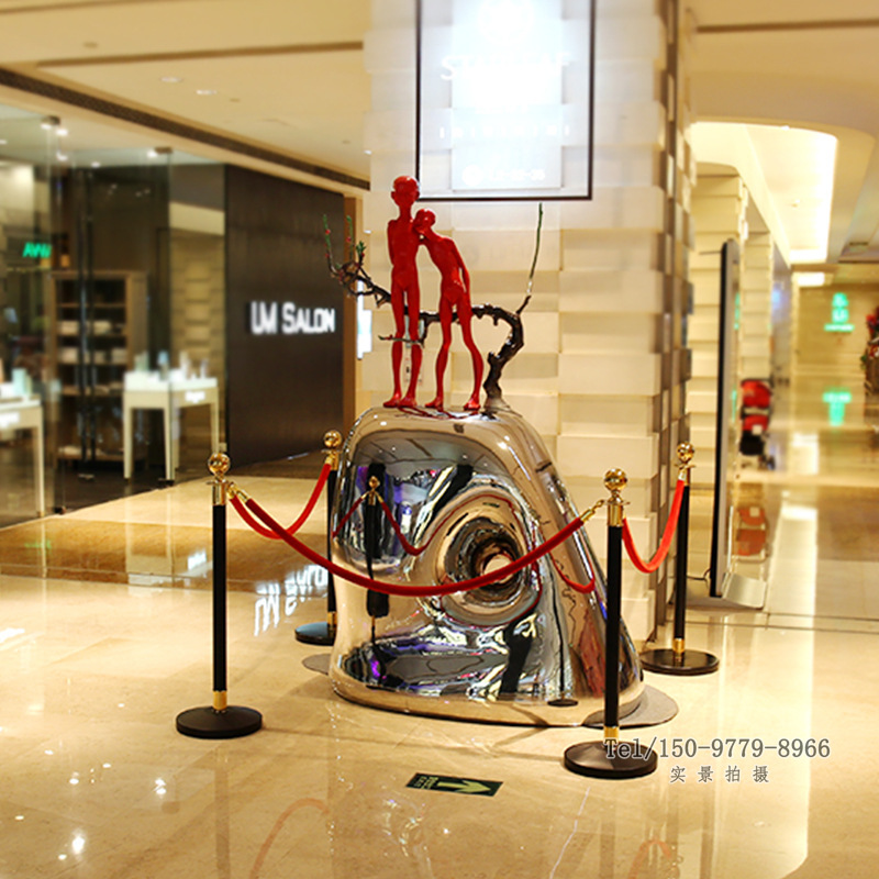 高端酒店会所艺术品雕塑 不锈钢迎宾人物雕塑 室内装饰品雕塑定制