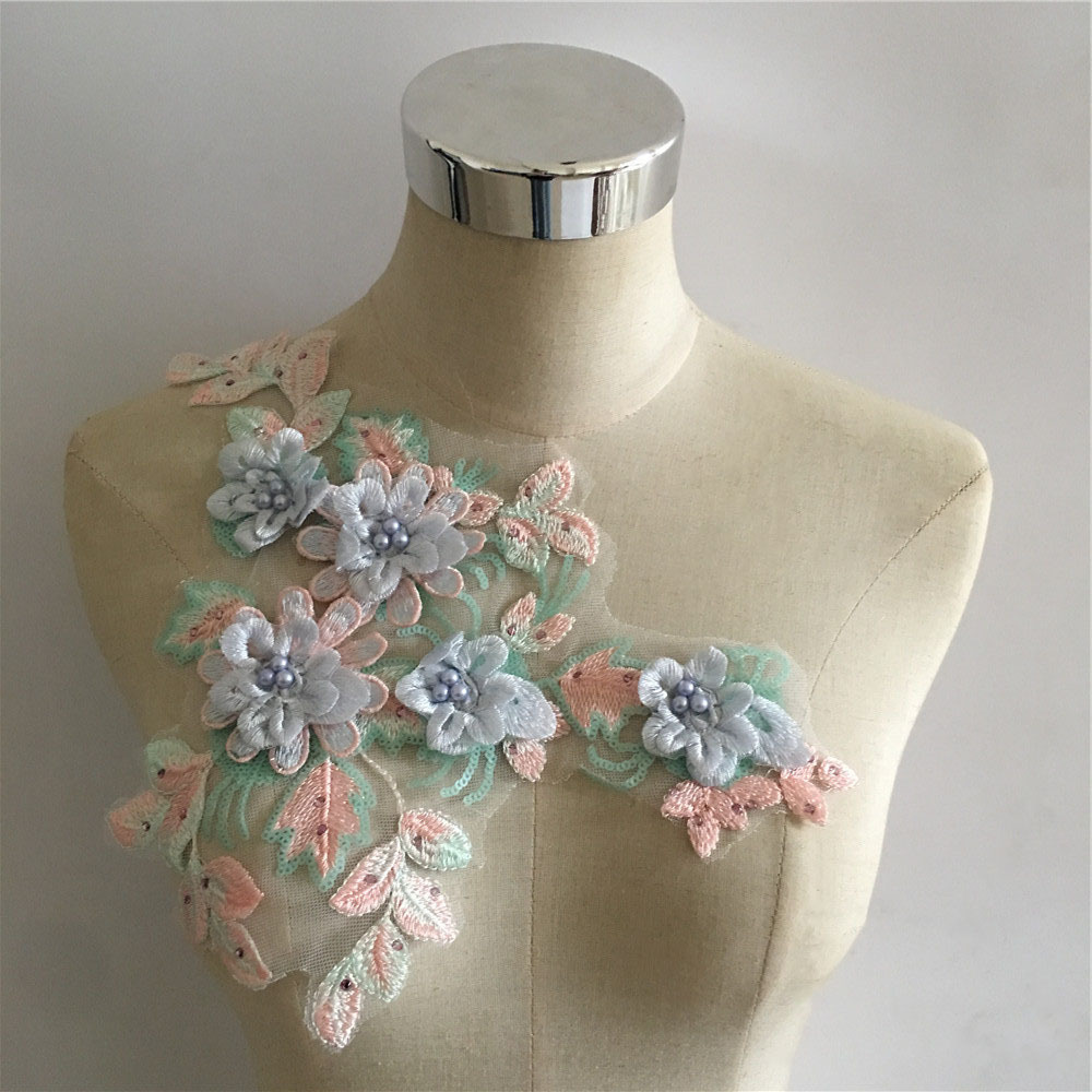 新品上市服装辅料立体花朵蕾丝亮片花边衣领刺绣diy装饰衣服配件
