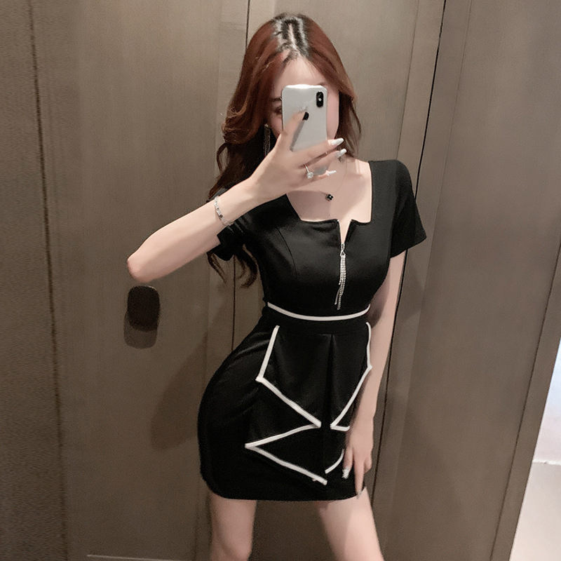 气质礼服低胸性感包臀夜店女装纯欲打底连衣裙新款女主播修身夜场