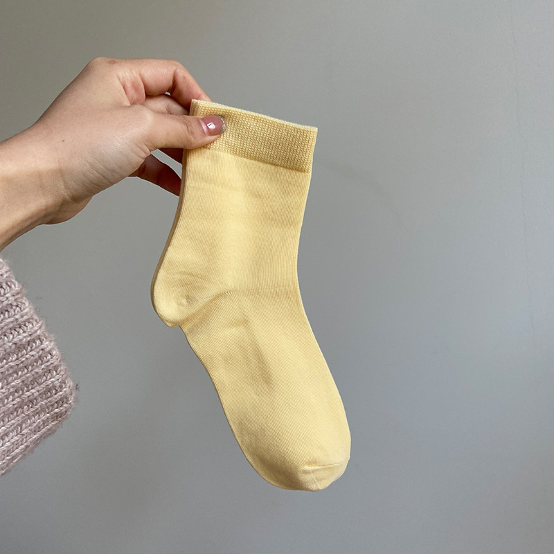 高档32支丝光棉袜子女新疆长绒春韩简约纯色中筒短四季盒装独立包