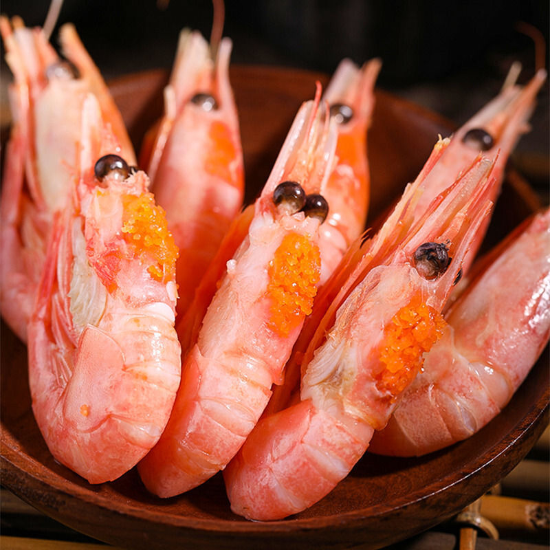 北极甜虾特大鲜活速冻北极熊头籽腹籽冰虾刺身即食水产冻虾元宝虾