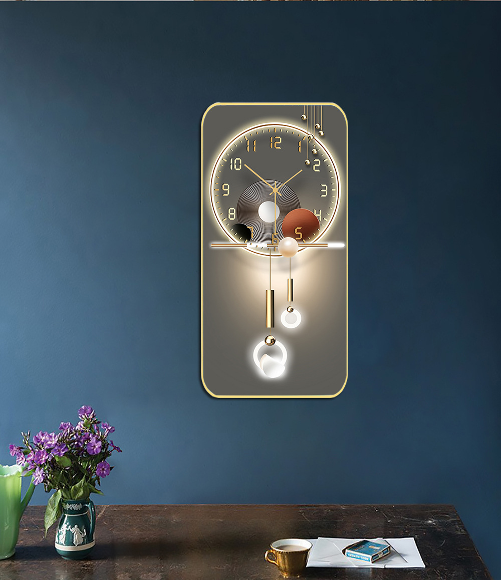 Cross-Border Ambience Light Painting Modern Simple and Light Luxury Hanging Painting Punch-Free Restaurant Background Decorative Painting Flower Mute Clock