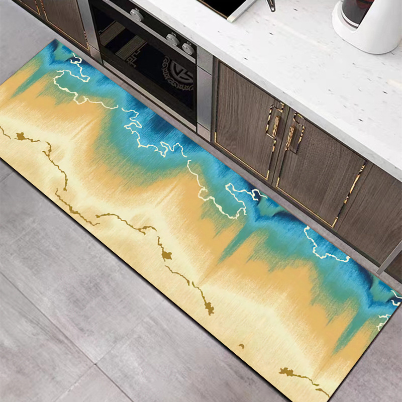 Customized Kitchen Floor Mat Household Light Luxury PVC Leather Waterproof Carpet Bedroom Living Room Non-Slip Floor Mat Disposable