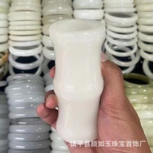 天然汉白玉竹节笔筒玉笔筒玉石桌面摆件简约家居饰品白玉笔筒书房