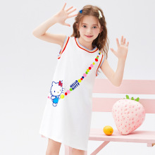 正版授权【凯蒂猫】女童夏季连衣裙2024款小女孩无袖洋气卡通上衣