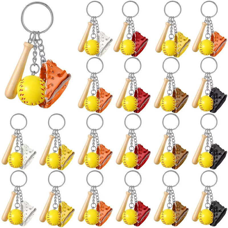 2cm Baseball Keychain Three-Piece Pendant Gift Baseball Three-in-One Fashion Car Pendant Souvenir Wholesale