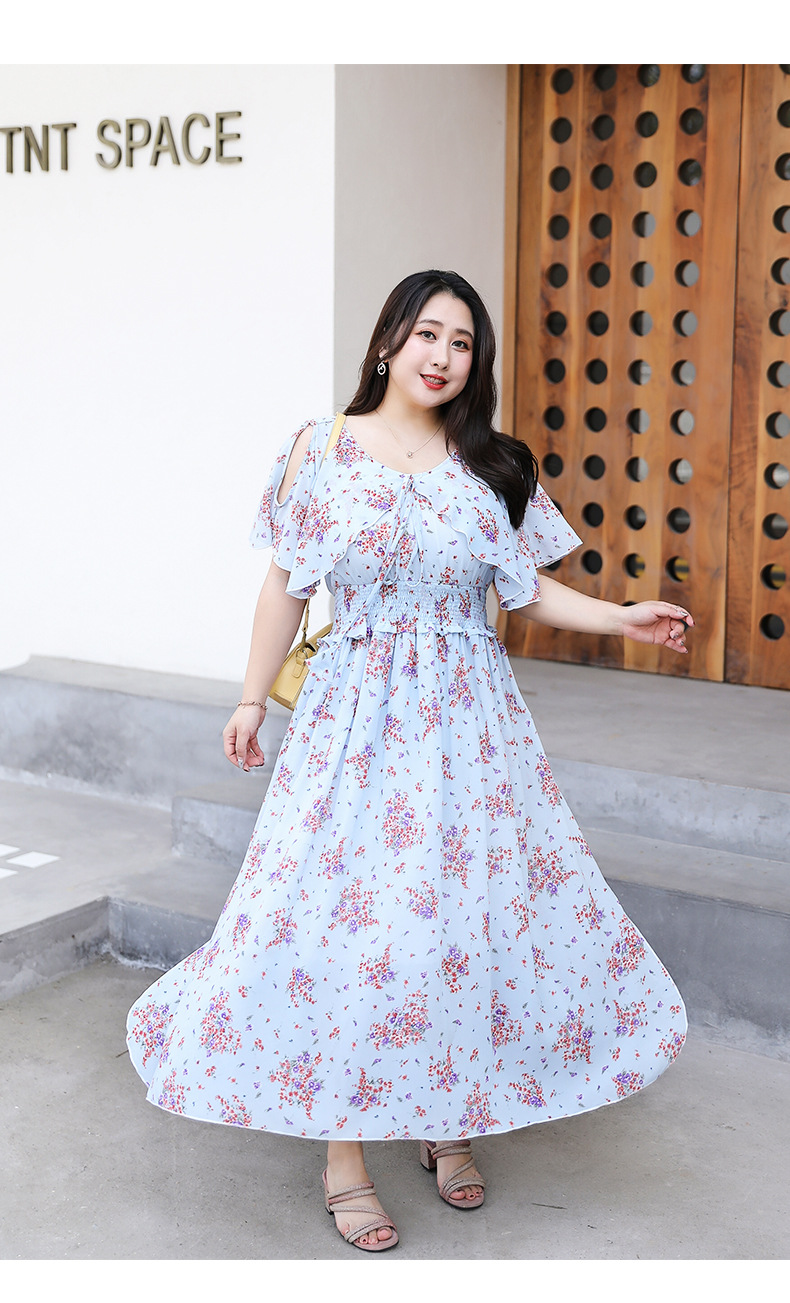 1019#gx夏季新品大码女装300斤遮肚宽松显瘦洋气修身气质连衣裙