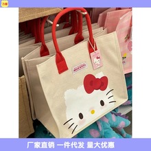 【48小时】三丽鸥新款卡通手提包帆布印花凯蒂猫女可爱购物袋代发