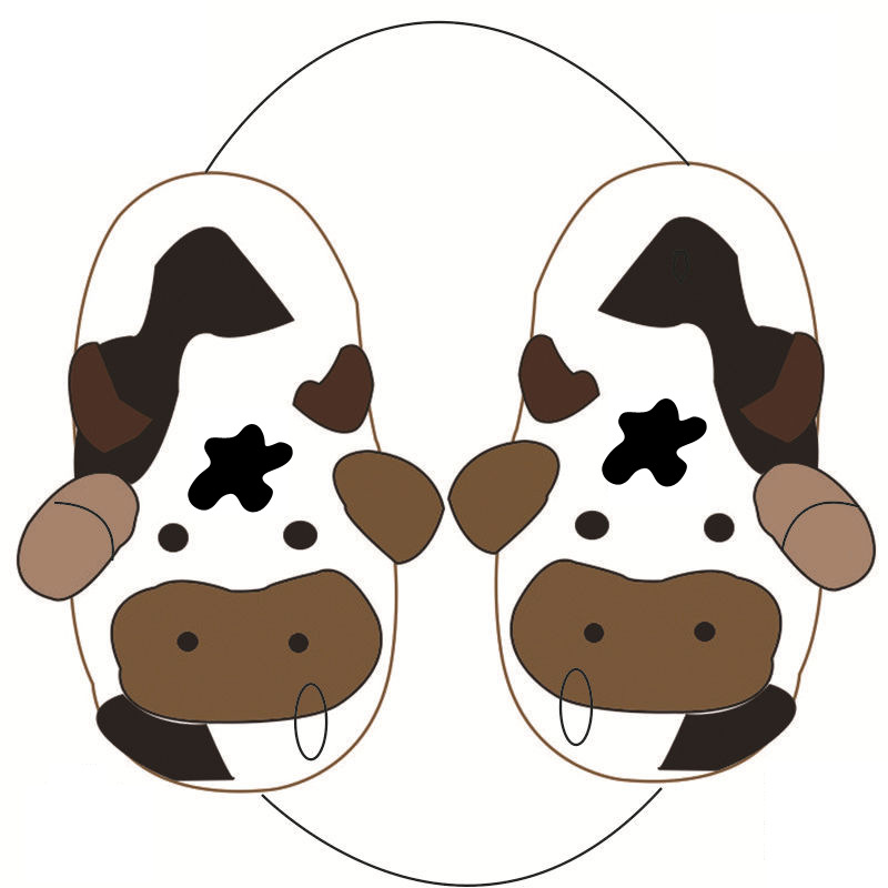 ins23新跨境爆款奶牛棉拖鞋男女居家冬季厚底保暖室内毛拖鞋批发