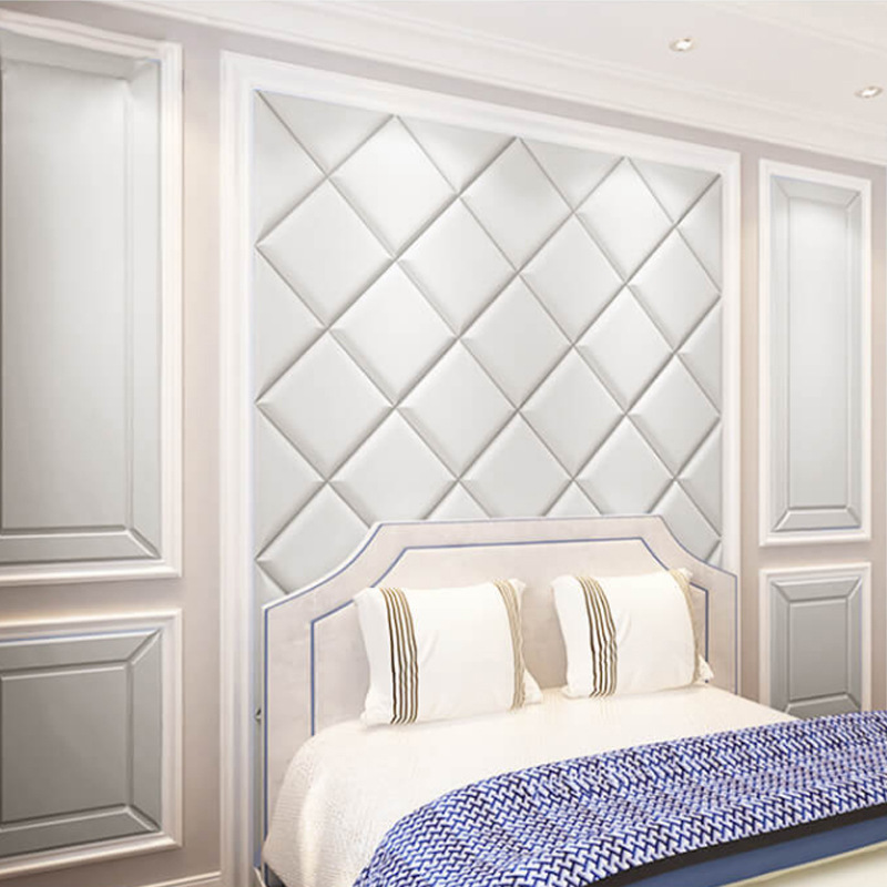 硬包床头背景墙简约欧式卧室床头软包菱形电视墙硬包背景