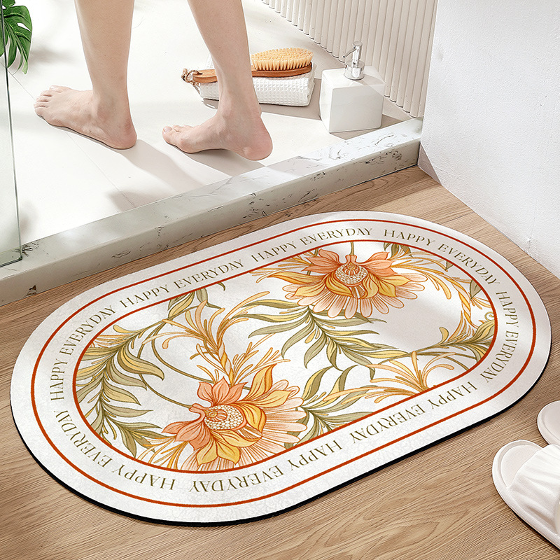 hot sale oval doorway bathroom absorbent mat household plant carpet floor mat toilet toilet non-slip mat