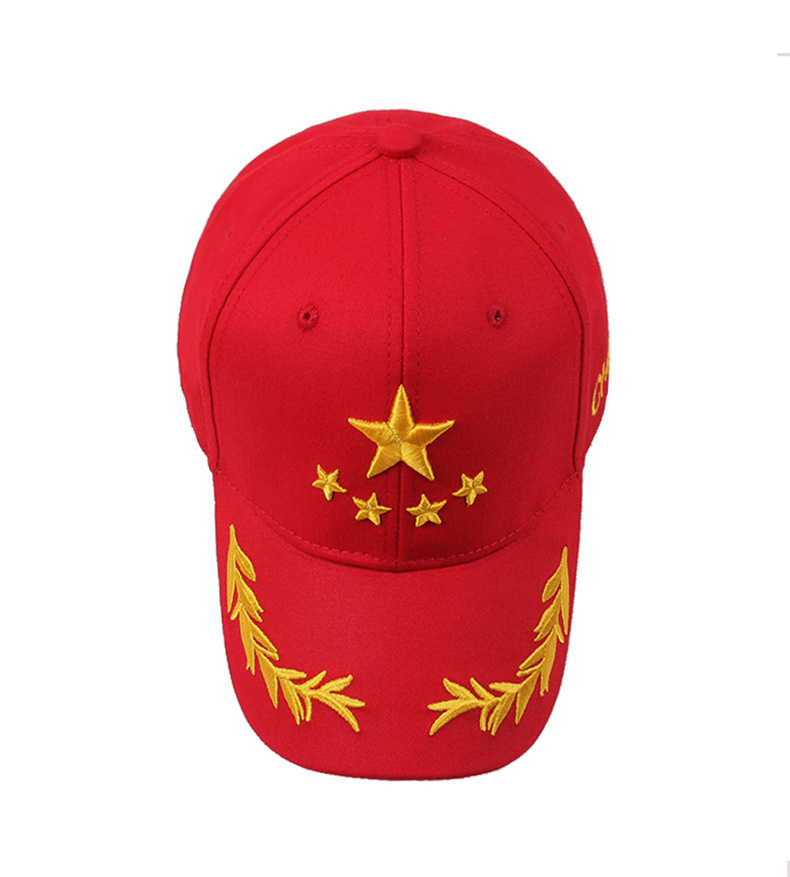 五角星中国五星红旗军帽男潮刺绣鸭舌帽红星帽子女春秋百搭棒球帽