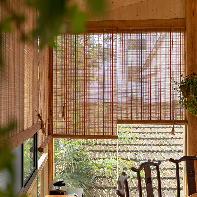 免打孔竹帘子卷帘隔断竹窗帘卷门帘酒店家用升降装修饰遮阳光日式