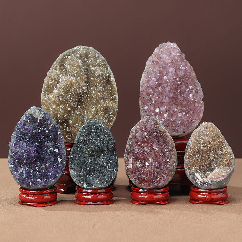 天然紫水晶簇原矿消磁晶块乌拉圭紫晶恐龙蛋家居办公装饰风水摆件