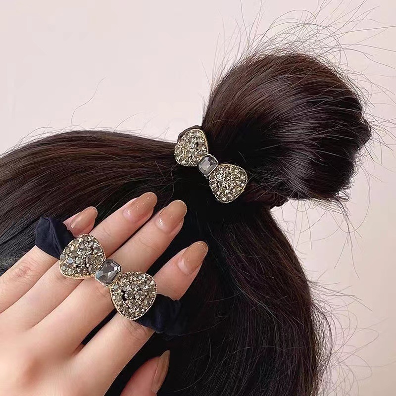 Korean Hot-Selling Butterfly Rhinestone Tie Hair Accessories Net Red Fashion Hair Rope Hair Band Elegant Hair Rope Temperament Entry Lux Hair Accessories