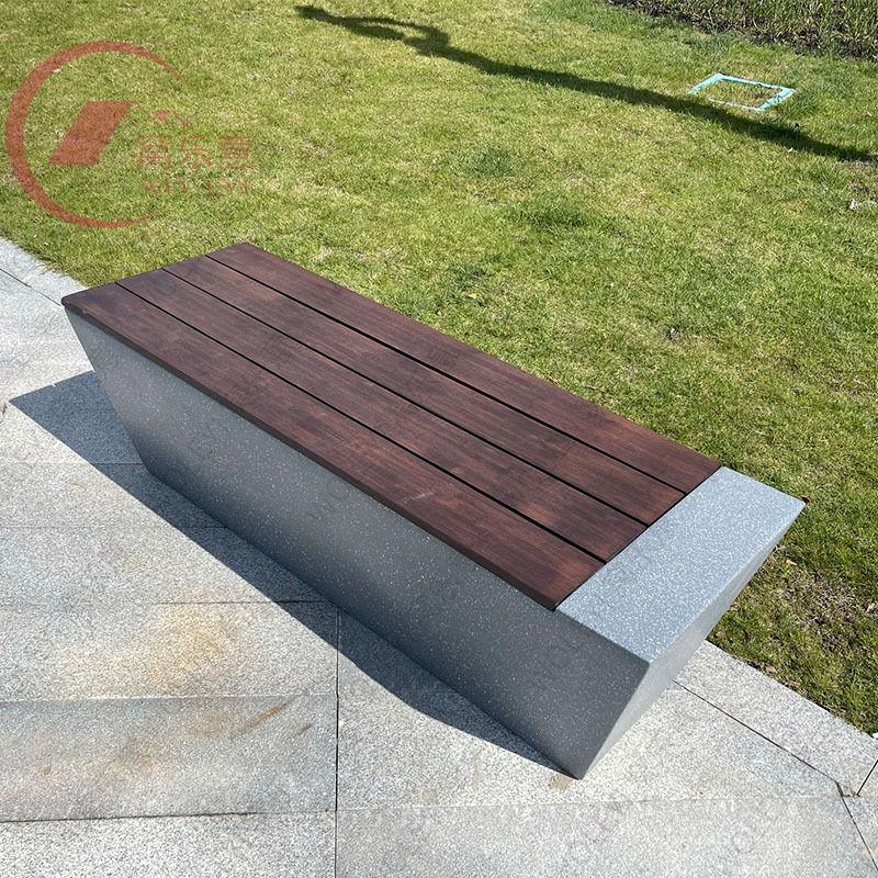 玻璃钢休闲椅商场美陈座椅户外异形拼接坐凳公共区防腐木长条凳子